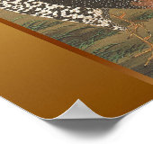 ルースター日本のズ絵画とゴールデン背景 ポスター (角)