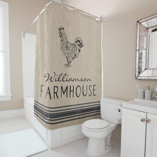ルースター素朴ファームハウススタイルファミリー名 シャワーカーテン (インサイチュ)