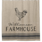 ルースター素朴ファームハウススタイルファミリー名 シャワーカーテン (正面)