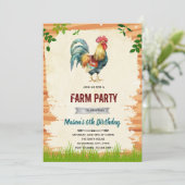 ルースター誕生日パーティーの招待 招待状 (スタンド正面)