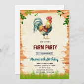 ルースター誕生日パーティーの招待 招待状 (正面/裏面)