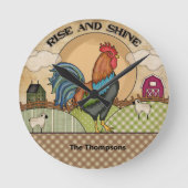 ルースター起き輝き壁丸時計 ラウンド壁時計 (正面)