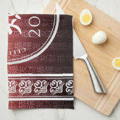 ルースター鶏レッド金ゴールド中国の〔占星術の〕十二宮図月記号 キッチンタオル (四つ折り)