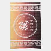 ルースター鶏レッド金ゴールド中国の〔占星術の〕十二宮図月記号 キッチンタオル (縦)
