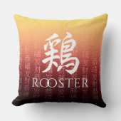 ルースター鶏レッド金ゴールド中国の〔占星術の〕十二宮図月記号 クッション (正面)
