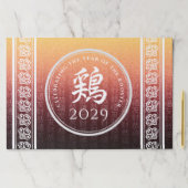 ルースター鶏レッド金ゴールド中国の〔占星術の〕十二宮図月記号 ペーパーパッド (インサイチュ)