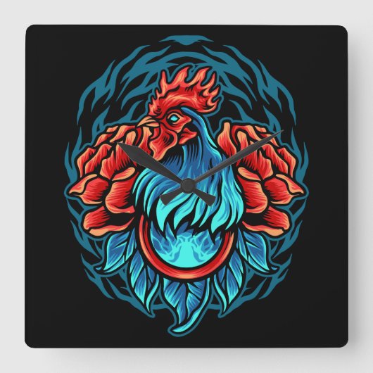 ルースター  スクエア壁時計 (正面)