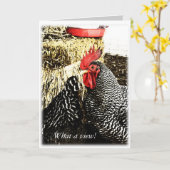 ルースター+ヘンの尾、グリーテおもしろいィングカード カード (黄色い花)