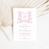 ルースチック シノワズリー ボウ フラワーレスト ベビーシャワー 招待状