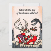 ルースティックなサンタのスレイとランタン 招待状 (裏面)