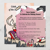 ルースティックなサンタのスレイとランタン 招待状 (正面/裏面)