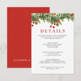 ルースティックなホーリーの枝のクリスマス ウェディング エンクロージャーカード