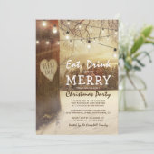 ルースティックな冬のクリスマス ホリデー パーティーのテーマ 招待状 (スタンド正面)