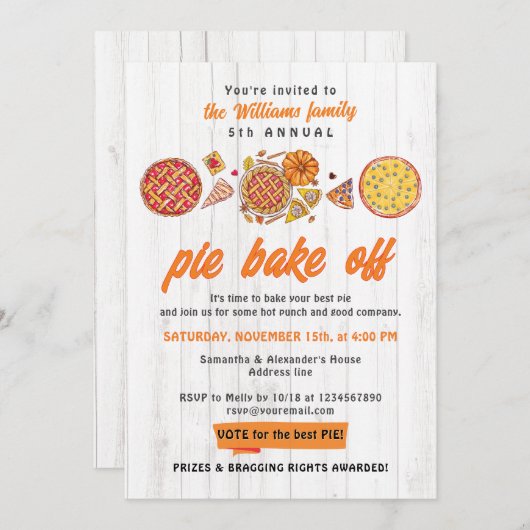 ルースティックな焼き物大会 フレンドギビング パンプキンパイ 招待状 (正面/裏面)