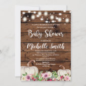 ルースティックガール パンプキン オータム グリーン ピンク ベイビーシャワー 招待状 (正面)