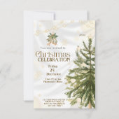 ルースティッククリスマスツリーの招待状 | エレガント＆コージー 招待状 (正面)
