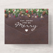 ルースティッククリスマスホリデーパーティーへの出欠確認 オールインワン招待状 (裏面)