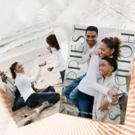 ルースティックグリーン ツー フォト ハッピー ホリデー シーズンカード