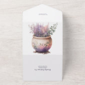 ルースティックコテージ パープルラベンダー ウェディング オールインワン招待状 (外側)