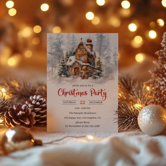 ルースティックジンジャーブレッドハウスクリスマスパーティー 招待状