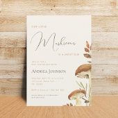 ルースティックスクリプト リトルマッシュルーム フォレスト ベイビーシャワー 招待状