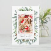 ルースティックパイン ベリー フォト クリスマス ホリデー カード (スタンド正面)