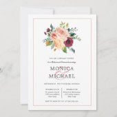 ルースティックブルーム | バーガンディーフラワーズ リハーサルディナー 招待状 (正面)