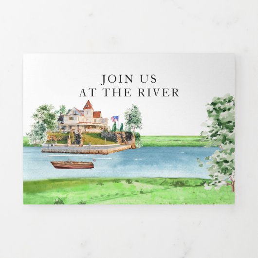 ルースティックリバー アレクサンドリアベイ ウェディング 三つ折り招待状 (カバー)