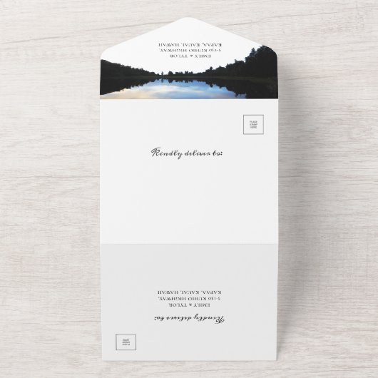 ©ルースティックレイクリフレクションズ 湖畔のウェディング オールインワン招待状 (外側)
