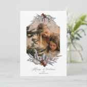 ルースティック幾何学クリスマスグリーン写真フレーム シーズンカード (スタンド正面)