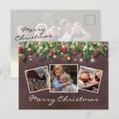 ルースティック ウィンター クリスマス ホリデー 4 フォト 案内ポストカード (正面/裏面)