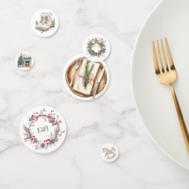 ルースティック ウィンター クリスマス モノグラム コンフェッティ