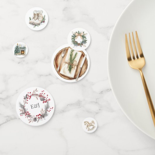 ルースティック ウィンター クリスマス モノグラム コンフェッティ (グループ)