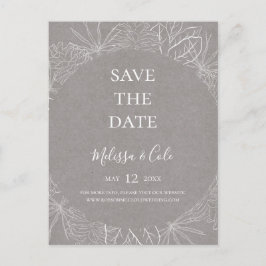 ルースティック ウィンター | グレー Save The Date ポストカード