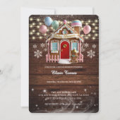 ルースティック ウィンター ジンジャーブレッド ハウス ベイビー シャワー 招待状 (正面)