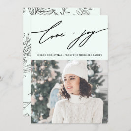 ルースティック ウィンター ボタニカル フォト ホリデー グリーン 招待状