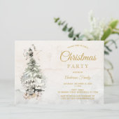 ルースティック ウォーターカラー ツリー ファミリー クリスマス パーティー 招待状 (スタンド正面)