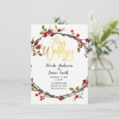 ルースティック ウッズ クレアンベリー ベリー リース 現代のウェディング 招待状 (スタンド正面)