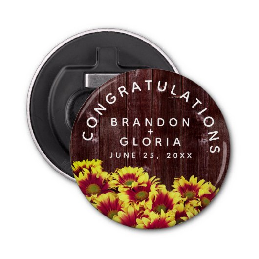 ルースティック オータム ヒマワリ フェンス ウェディング 栓抜き (正面)