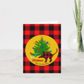 ルースティック キャット, クリスマス ツリー, 家族の名前, 赤い格子縞 カード (正面)