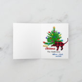 ルースティック キャット, クリスマス ツリー, 家族名, 赤い格子縞 カード (内部)