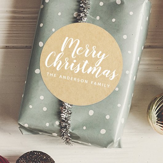 ルースティック クラフト クリスマス ハンド スクリプト ラウンドシール