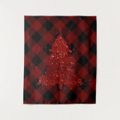 ルースティック クリスマス ツリー バッファロー プライド ダーク レッド ブラック タペストリー (正面)