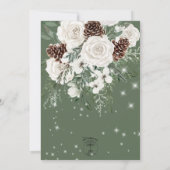 ルースティック グリーン パイン ウィンター スパークル ウェディング 招待状 (裏面)