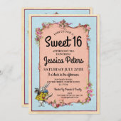 ルースティック スウィート16 パーティー ワンダーランド ウサギ ティー 招待状 (正面/裏面)