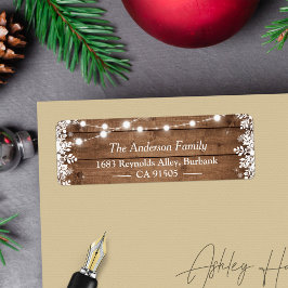 ルースティック ストリング ライト ウィンター スノーフレーク ホリデー ラベル