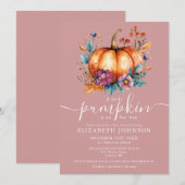 ルースティック ダスティ ローズ リトル パンプキン ガール ベイビー シャワー 招待状 (正面/裏面)