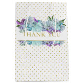 ルースティック ティール ブルー ブーケ ブライダル シャワー パーティー ミディアムペーパーバッグ (正面)