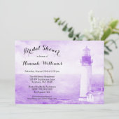 ルースティック パープル ライトハウス ブライダルシャワー 招待状 (スタンド正面)