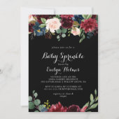 ルースティック ブラック ボタニカル ベイビー スプリンкл 招待状 (正面)